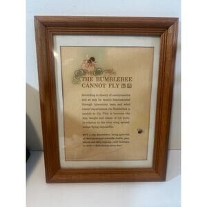 The BUMBLE BEE CANNOT FLY A.S. Waldrop bumblebee framed vintage art 14 x 11 x 1